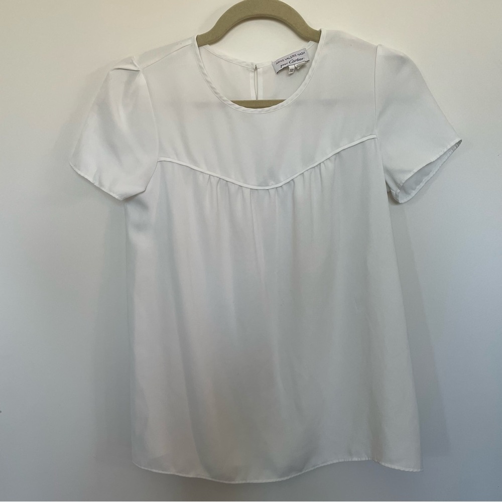 Anne Valerie Hash pour Cartier Woman Size 32 White Blouse Elegance Quiet Luxury